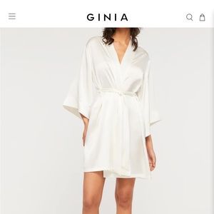 GINIA set - white silk robe size medium and silk lace chemise size au 12